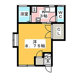 アパート 1Kの間取図画像