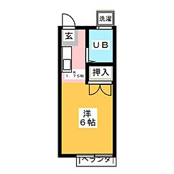 ブルーム一ツ橋 1Kの間取図画像