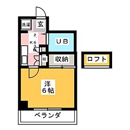 フラット・R2 1Kの間取図画像