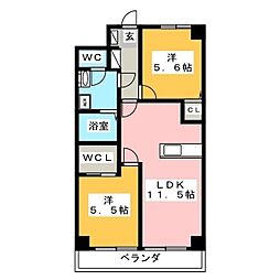 ロイヤルキャステージ恋ケ窪 2LDKの間取図画像
