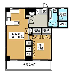 ウェルウィステリア 1LDKの間取図画像