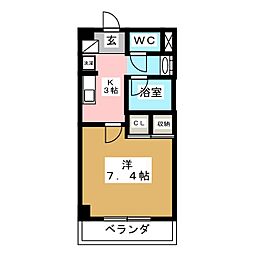 ソレイユ美園 1Kの間取図画像