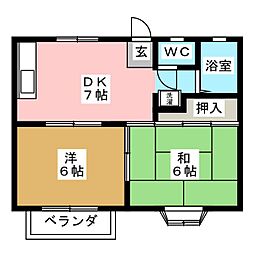 アミニティ富士見 2DKの間取図画像