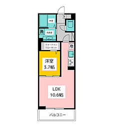グラーティア相模原 1階1LDKの間取り