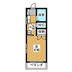 ファミールＴ 3階1Kの間取り