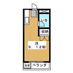 メゾンブランシュ 2階ワンルームの間取り