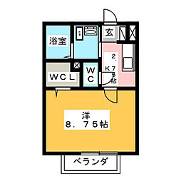 Mireille 2階1Kの間取り