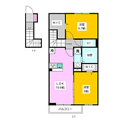 グラン・セレスト 2階2LDKの間取り