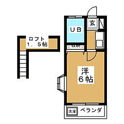ラフォーレ錦 2階1Kの間取り
