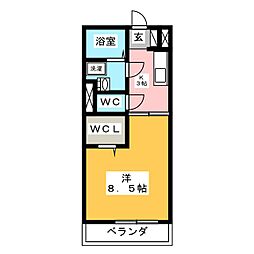 Lily 1階1Kの間取り