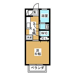 メゾンシリウス 1Kの間取図画像