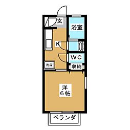 メゾンシリウス 1Kの間取図画像