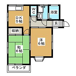 和田ハイツ 2DKの間取図画像