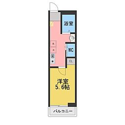 メルラス相模原 1Kの間取図画像