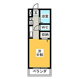 ワンダーランドB 1Kの間取図画像