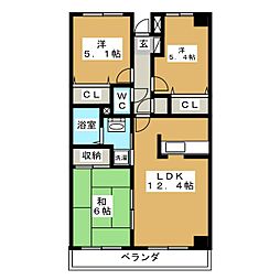 ドゥソレイユ横山台 3LDKの間取図画像