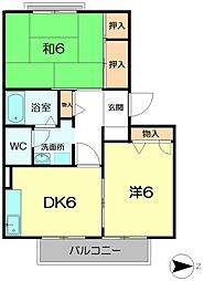 ボナールB 2DKの間取図画像