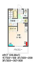 すまいる15番館 ワンルームの間取図画像