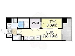 WORVE吹田江坂 9階1LDKの間取り