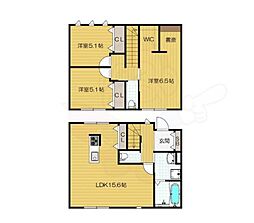 北大阪急行電鉄 箕面萱野駅 徒歩17分の賃貸テラスハウス 1階3LDKの間取り