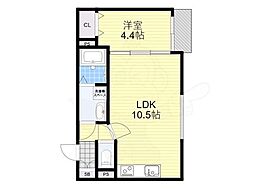 BelAir Toyotsu 2階1LDKの間取り