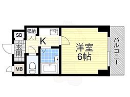 ラ・レジダンス・ド・江坂 1Kの間取図画像