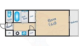 ギャレ豊津 1Kの間取図画像