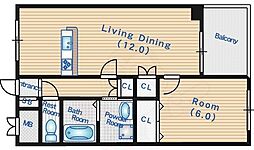 アカツキハイツ 1LDKの間取図画像