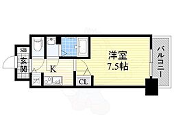 ディームス江坂 1Kの間取図画像