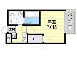 アスール江坂3rd 1Kの間取図画像