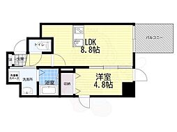 プレサンス北浜レガーロ 1LDKの間取図画像