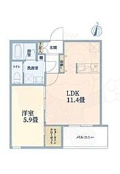 ウェルスクエア江坂II 1LDKの間取図画像