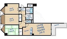 東明マンション江坂2 3LDKの間取図画像