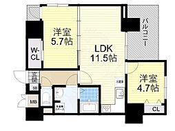 ノルデンハイム江坂アドバンス 2LDKの間取図画像