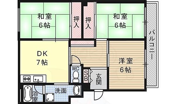 サンクレスト別当 ｜兵庫県伊丹市御願塚４丁目(賃貸マンション3DK・1階・61.24㎡)の写真 その2