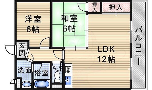 アムール ｜兵庫県伊丹市北本町３丁目(賃貸マンション2LDK・2階・54.12㎡)の写真 その2