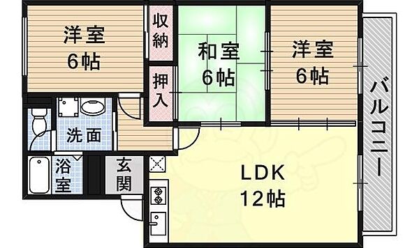 葵ハイツ ｜兵庫県伊丹市荻野７丁目(賃貸アパート3LDK・1階・66.13㎡)の写真 その2