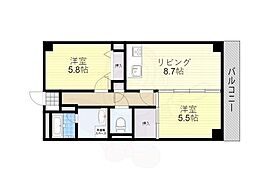 パークモダン伊丹 4階2LDKの間取り