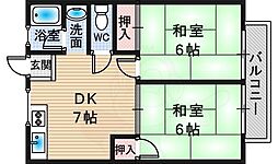 シティハイム橘 2DKの間取図画像
