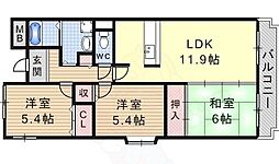 インペリアル樋ノ口 3LDKの間取図画像
