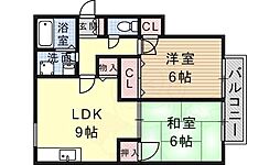 小坂ハイツ 2LDKの間取図画像