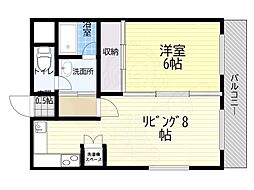 エーデルハイム船原 2DKの間取図画像