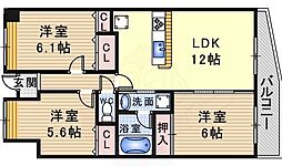 エンゼルハイツ東塚口 3LDKの間取図画像