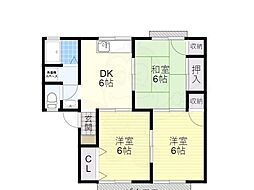ネオ松ケ本 2LDKの間取図画像