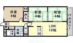 シャンボール東野 3LDKの間取図画像