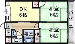 タカハタハイツ北棟 2DKの間取図画像