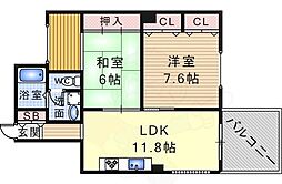 伊丹アイビーコート 2LDKの間取図画像