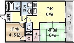 エスポワール野間3 2DKの間取図画像