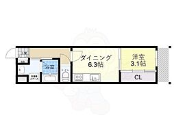 Verena北本町 1DKの間取図画像