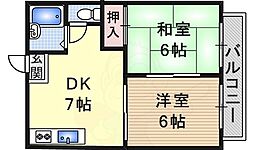 アゼリアハイツ 2DKの間取図画像